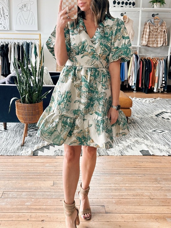 She + Sky Dresses & Skirts - She + Sky Jacquard V-Neck Dress